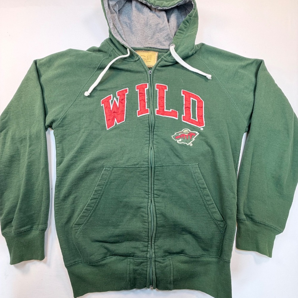 Minnesota Wild G-III Hoodie Mens M Green Full Zip NHL Hockey Embroidered Logo